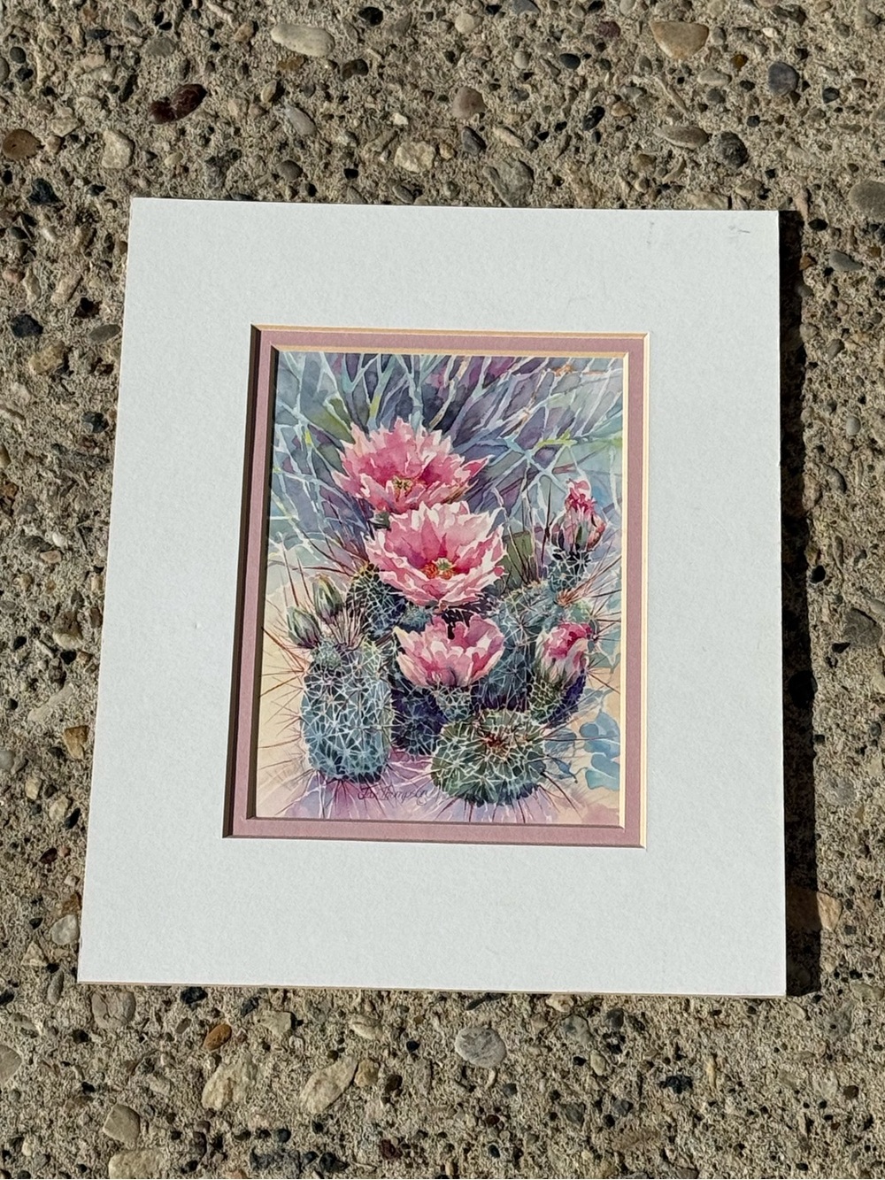 Hidden Treasures Prickly Pear Cactus Vintage Postcard Print by Jan Thompson